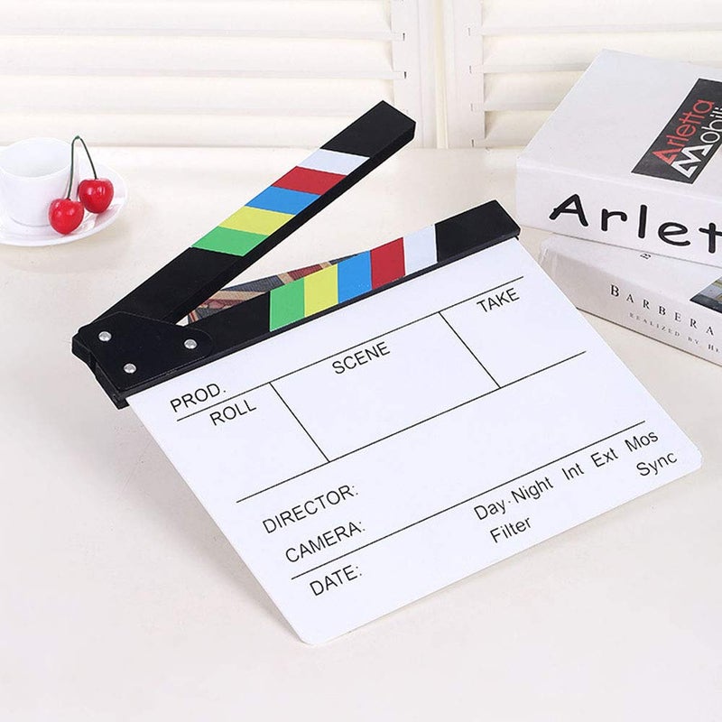 BERON Professional Vintage TV Movie Film Clap Board Slate Cut Prop Director Clapper (Colorful) - Image 4